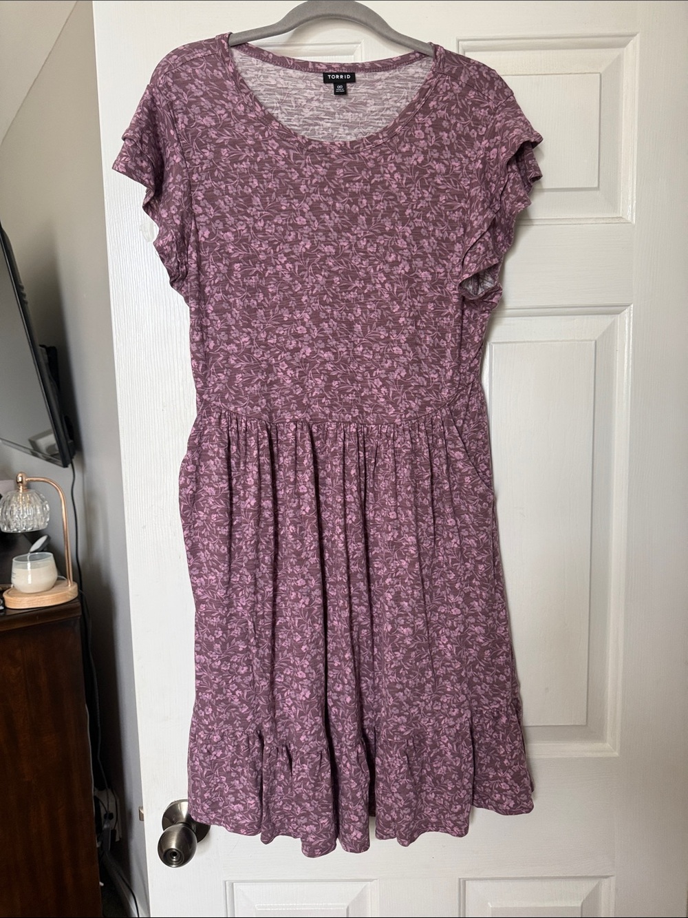Torrid Purple Floral Baby Doll dress with Pockets Sz 00 M/L